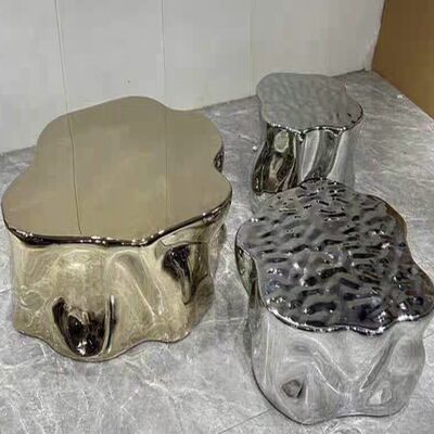 Hafif Lüks Elektroplatürlü Çürük Bulut 201 304 Ayna/Polit Paslanmaz Çelik Kahve Masası